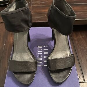 Stuart Weitzman Black Heeled Sandals Size 9.
